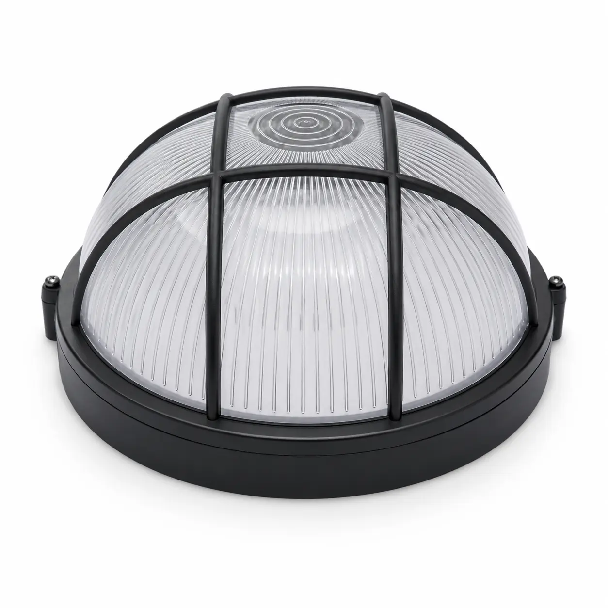 Black round E27 bulkhead light fitting for wall mounting