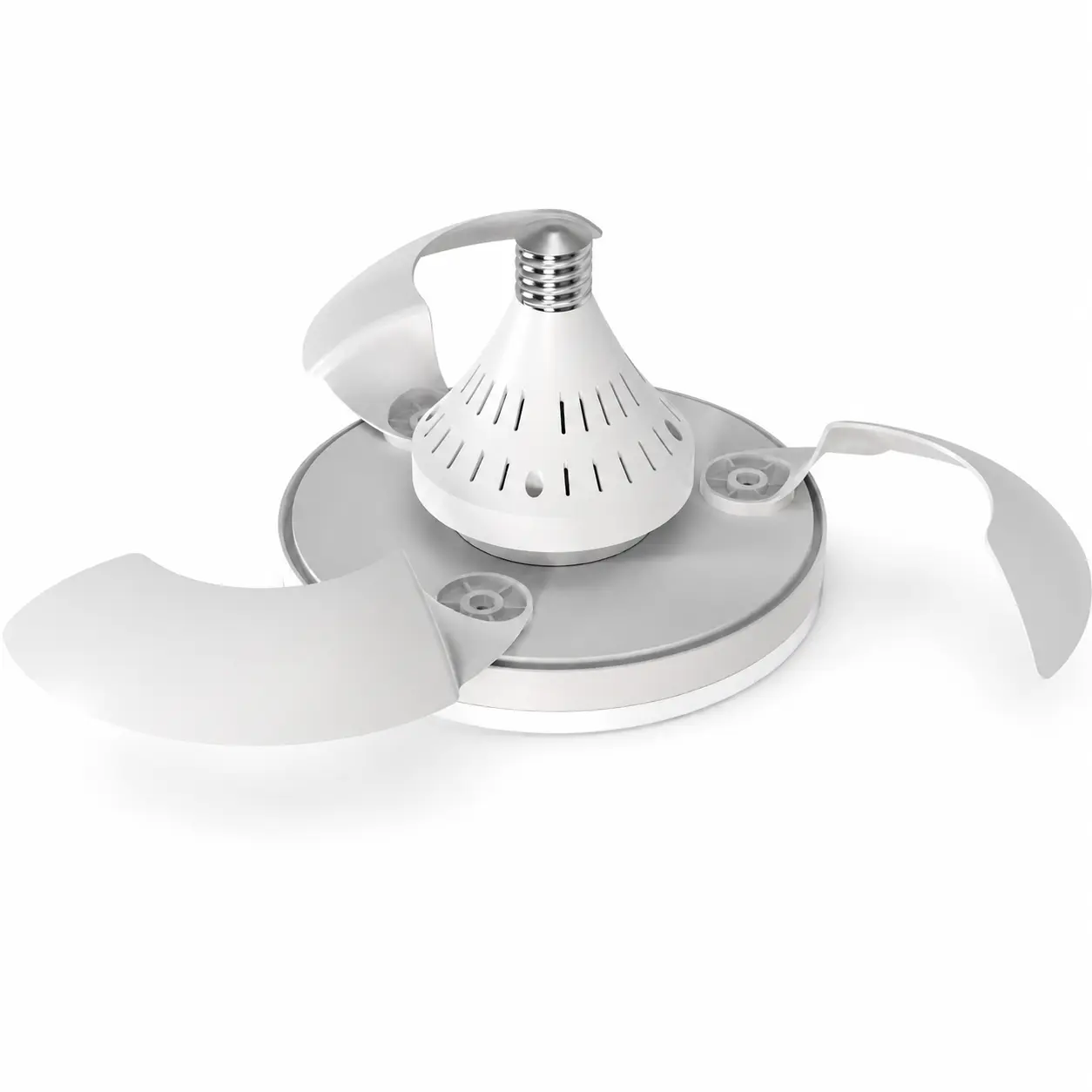 E27 socket fan light with retractable blades open
