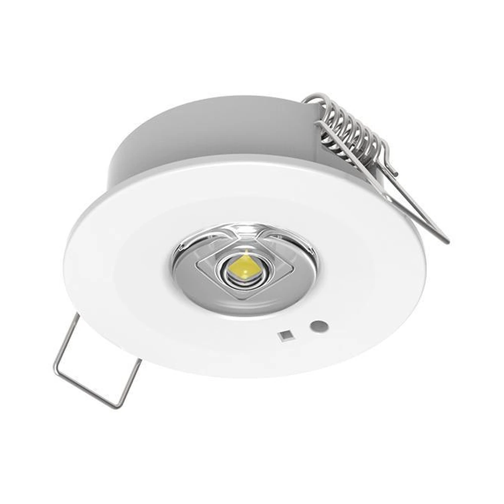 White LED recessed emergency downlight for commercial ceilings