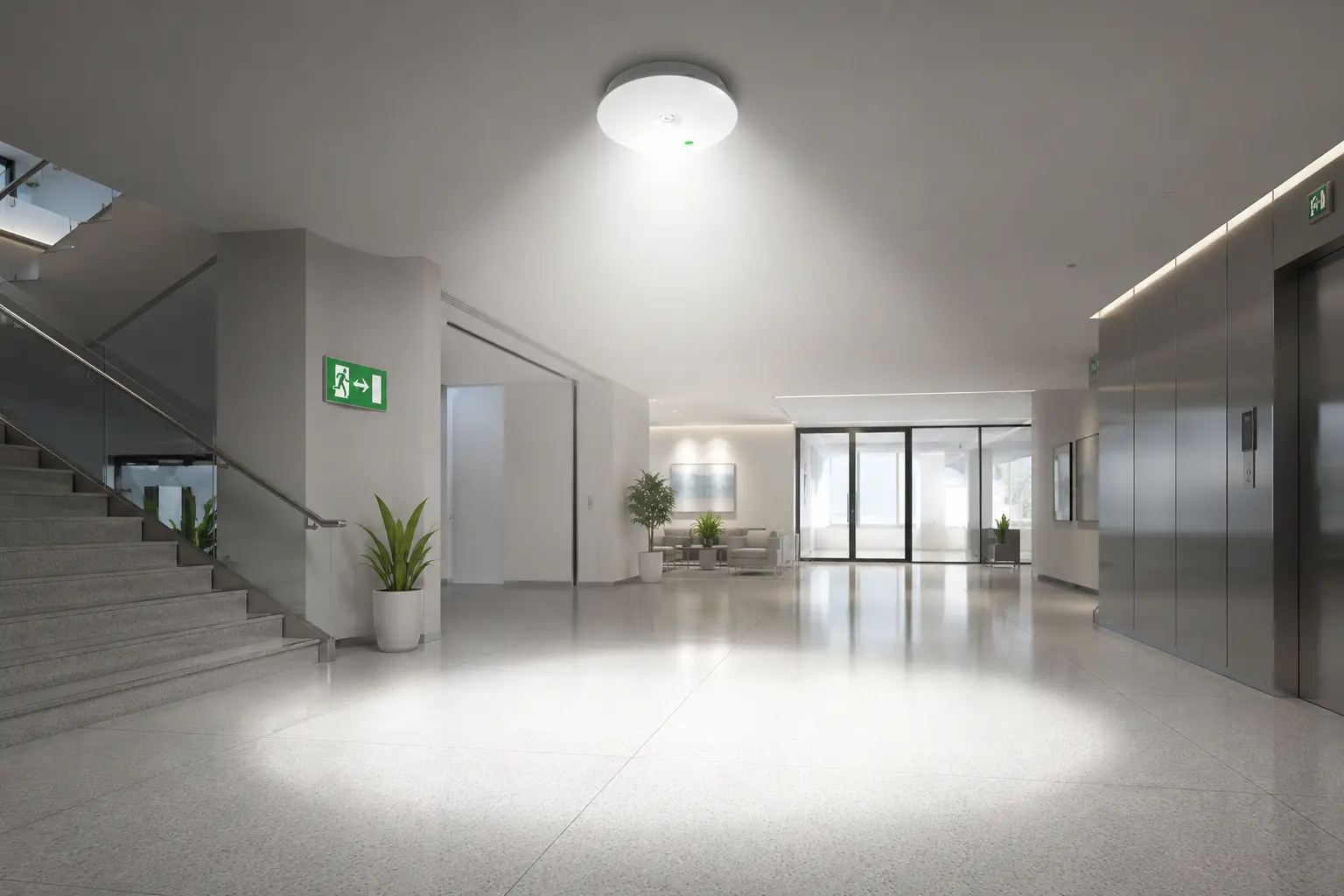 Open-area lens for round LED emergency light