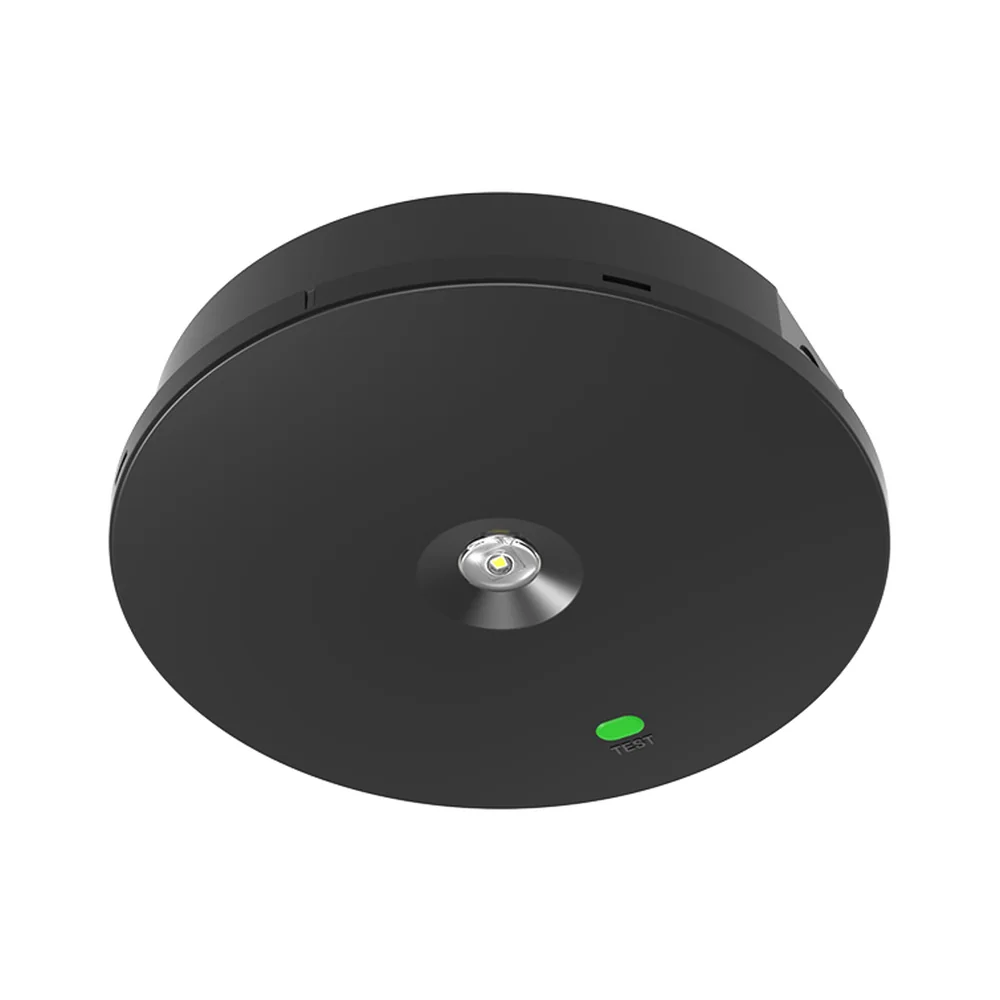 Black IP65 round LED emergency ceiling light