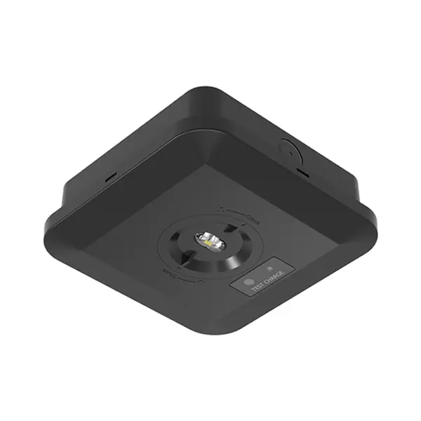 Square black IP65 LED emergency light housing options